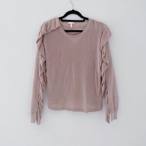Nordstrom Leith mauve ruffle sweater size M 8 10